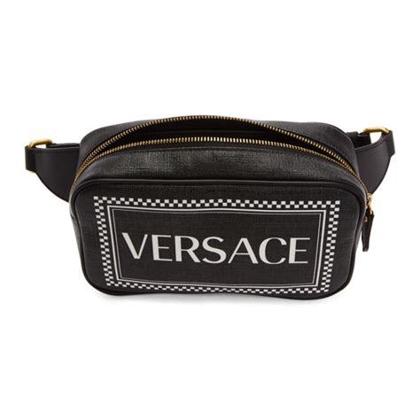 Versace: Black 90s Vintage Logo Belt Bag 